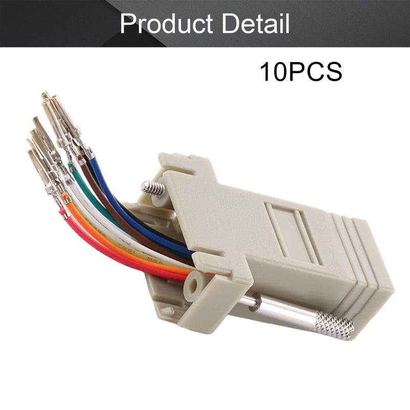 Fielect 10Pcs DB9 to RJ45 Modular Adapter, 9 Needles/Cores, 2 Rows, Beige - Image 5